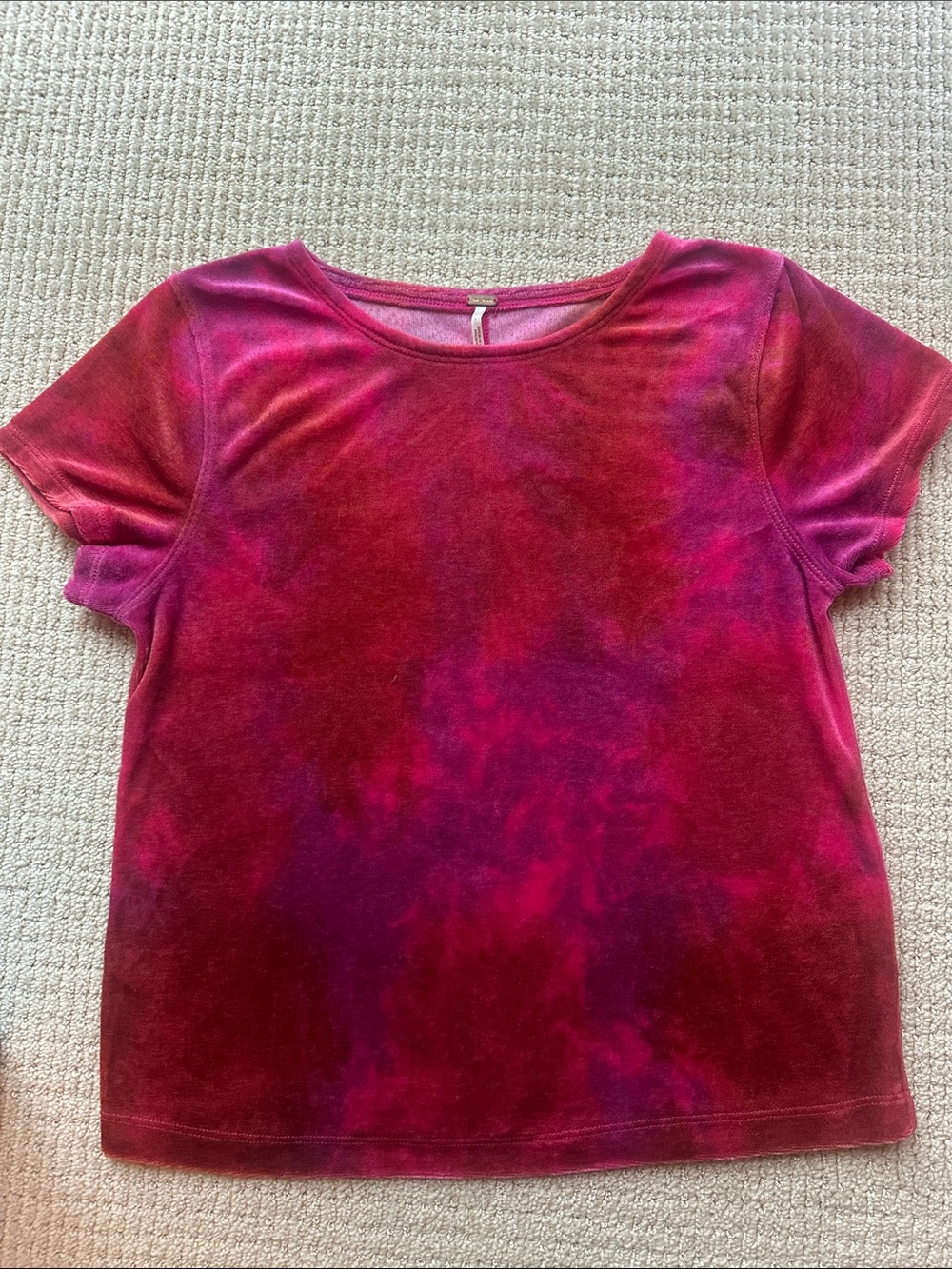 Free People Short Sleeve Velvet Tee in Magenta and Purple Blend